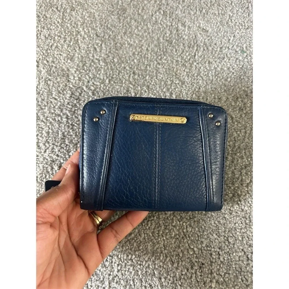 Unbranded Unisex Slim Fold Wallet Blue Leather Credit Card Holder